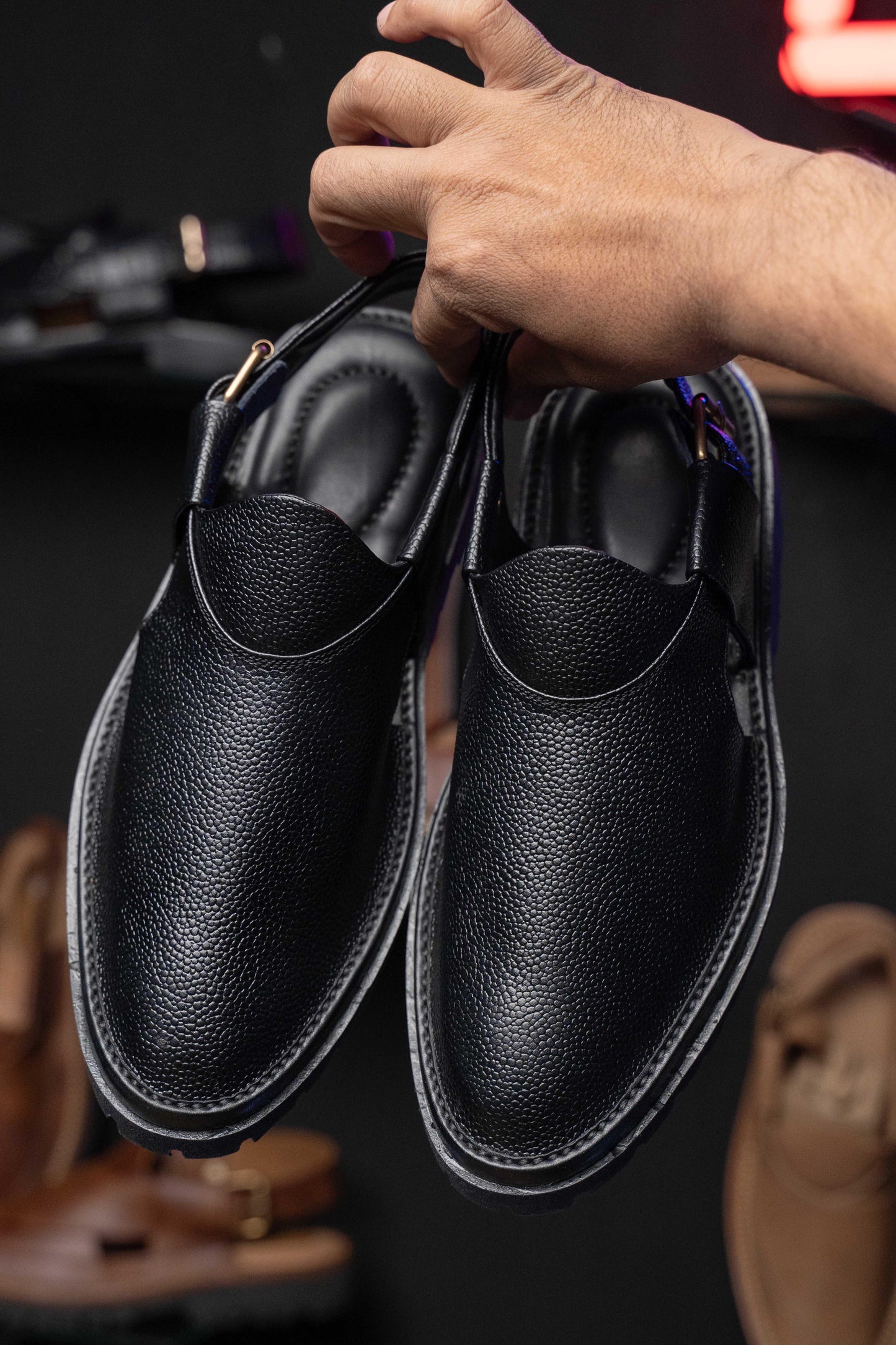 Black Jeans Chappal Vibram sole
