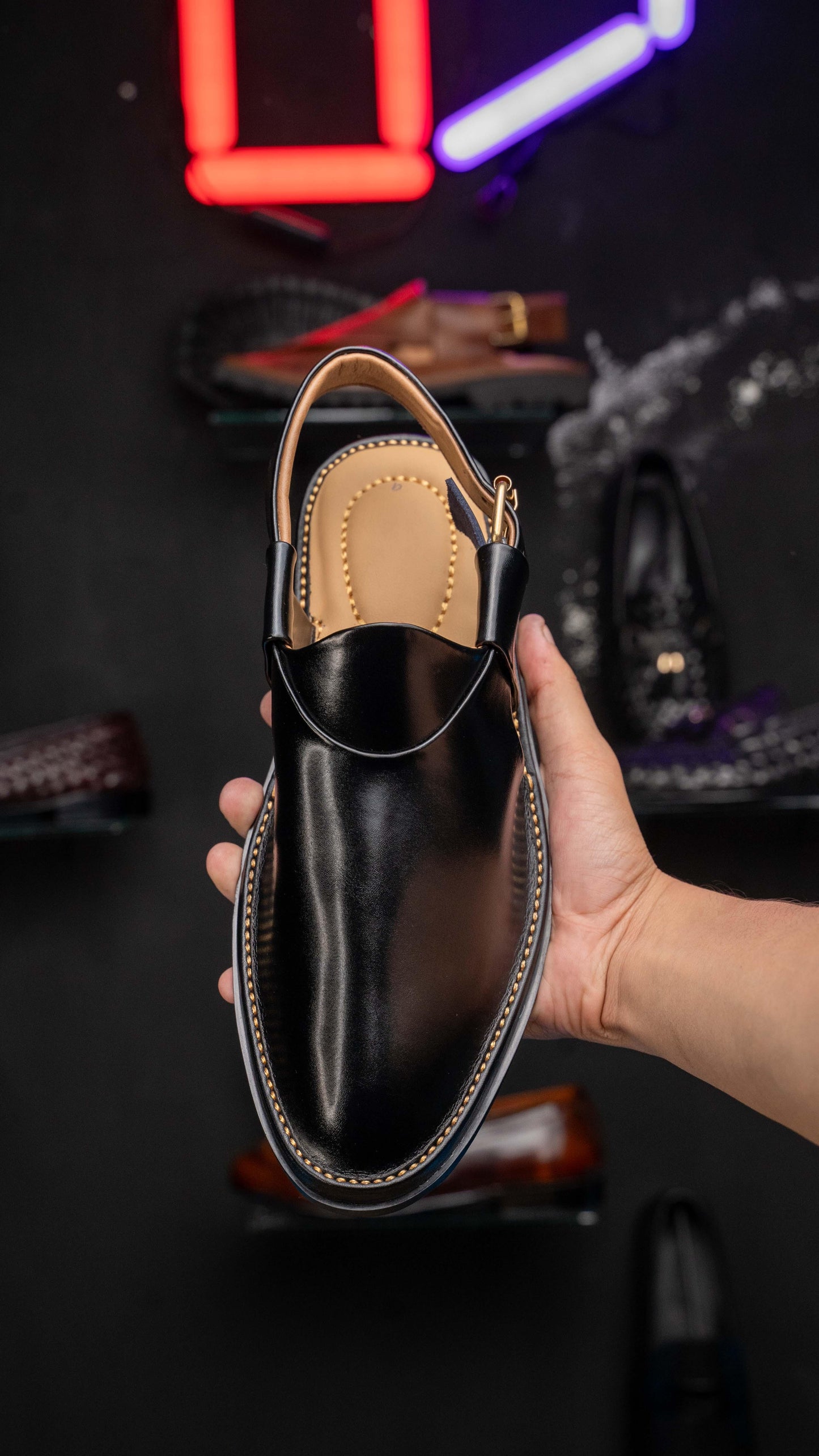 Black Peshawari Jeans Chappal