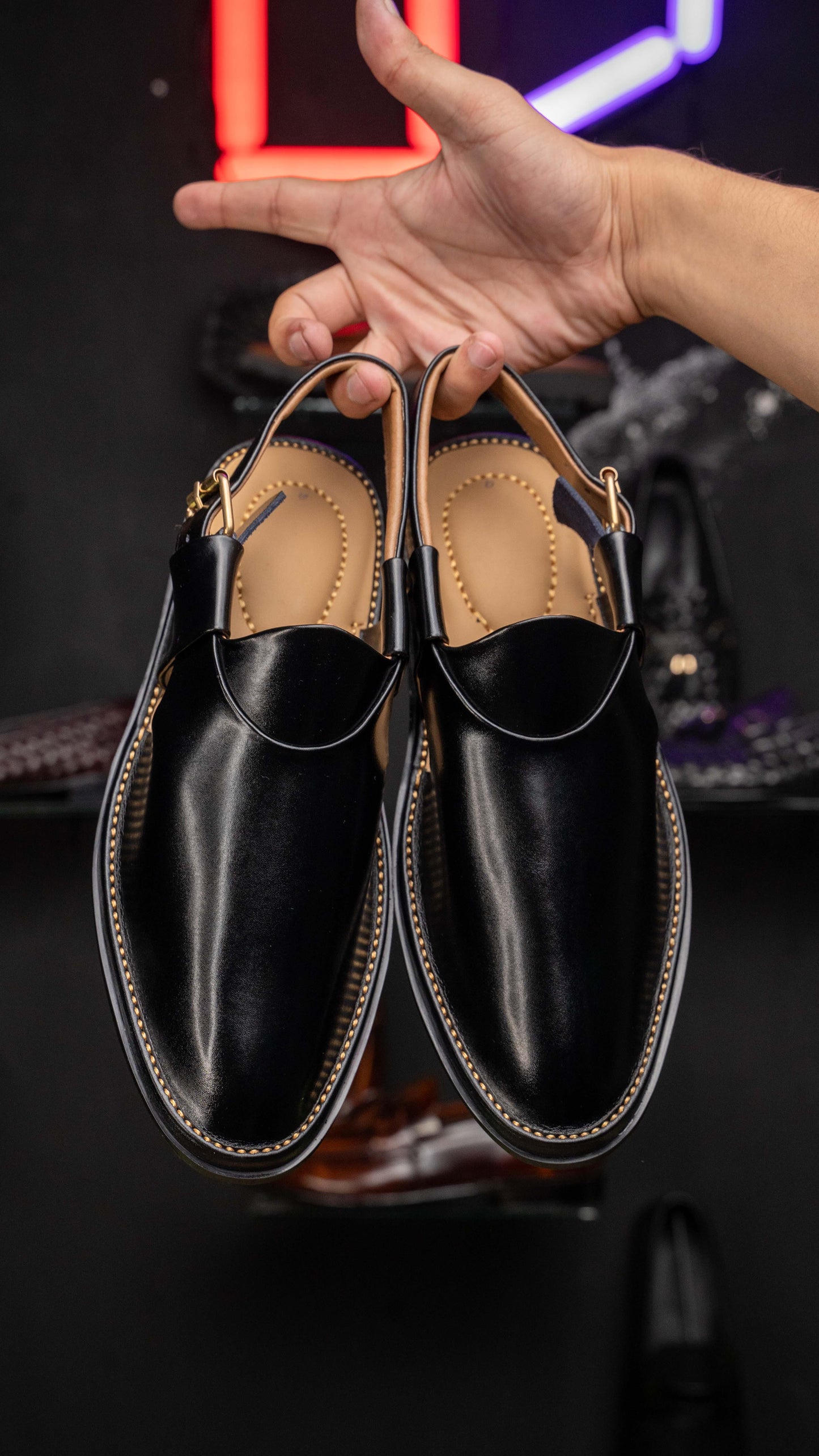 Black Peshawari Jeans Chappal