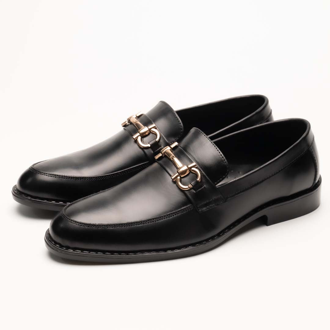 Horse bit leather loafers Black
