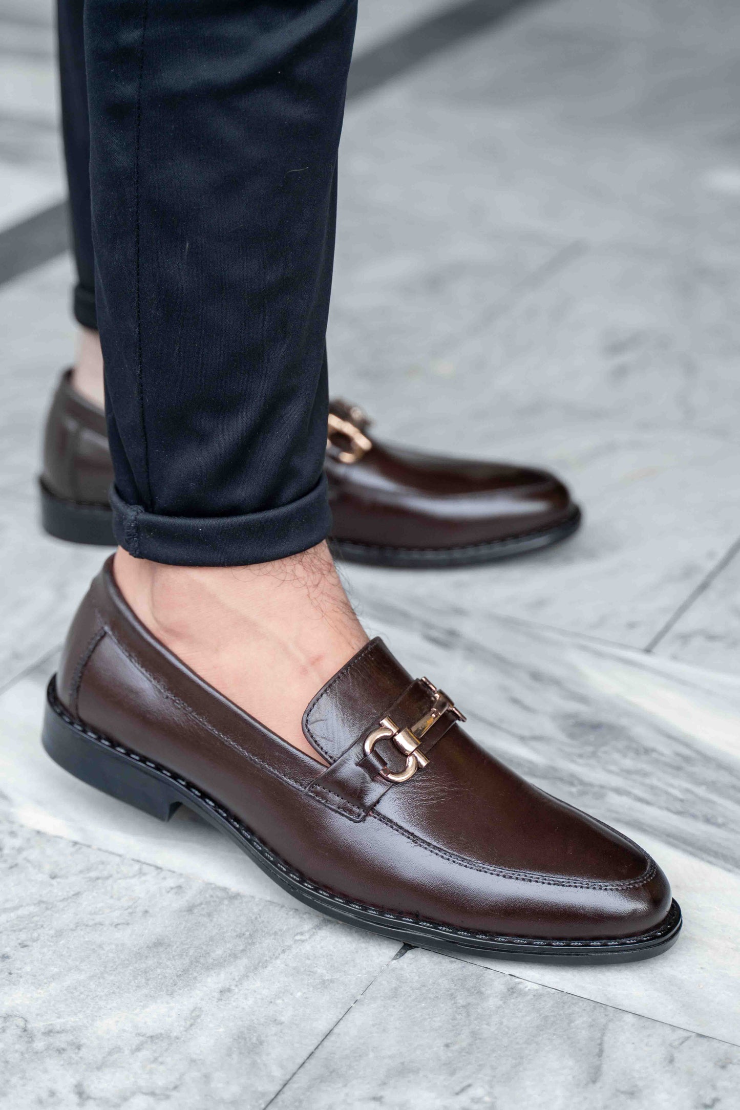 Horse bit leather loafers Brown