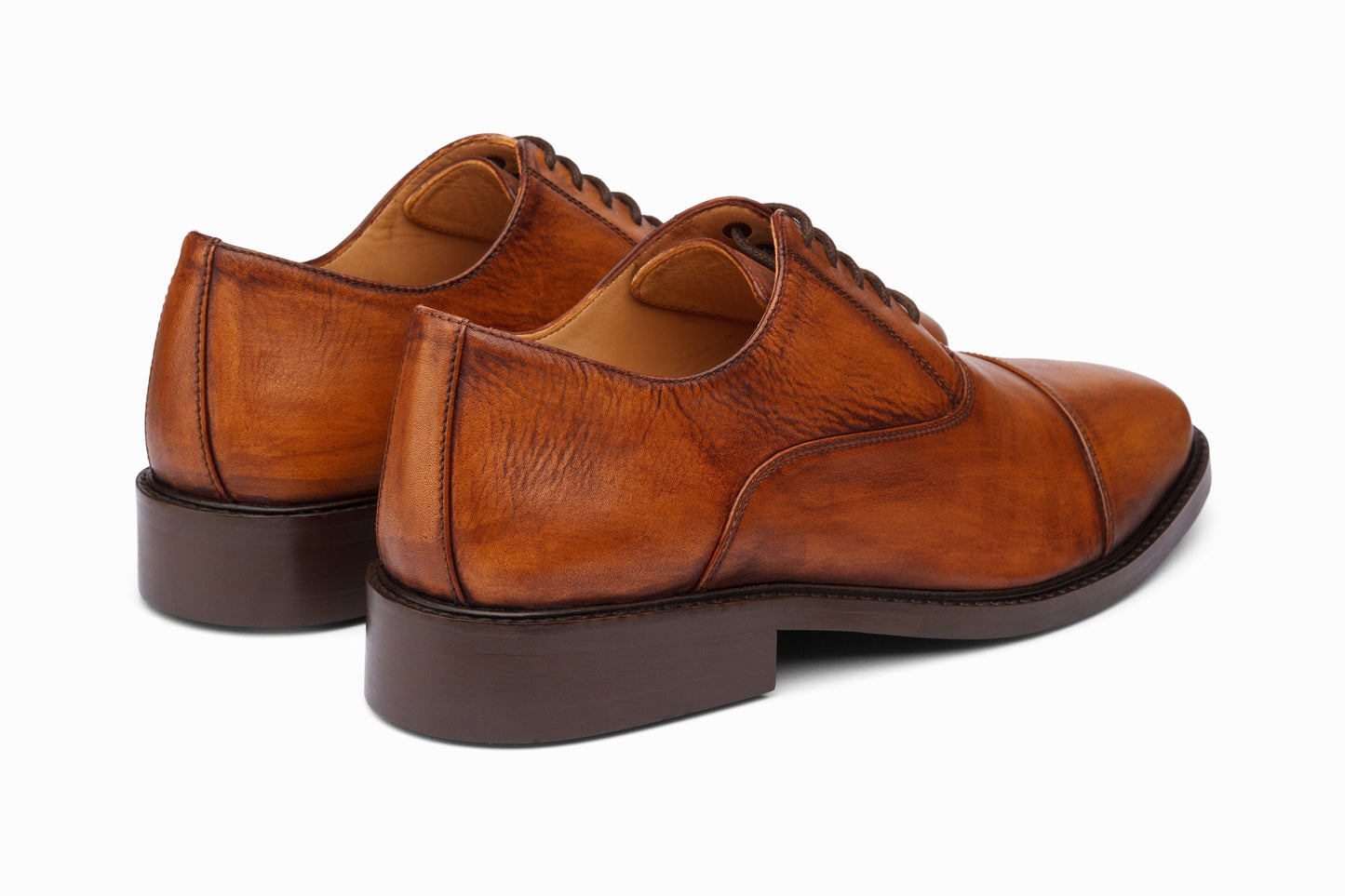 Cap Toe Oxford -  Distressed Tan Patina